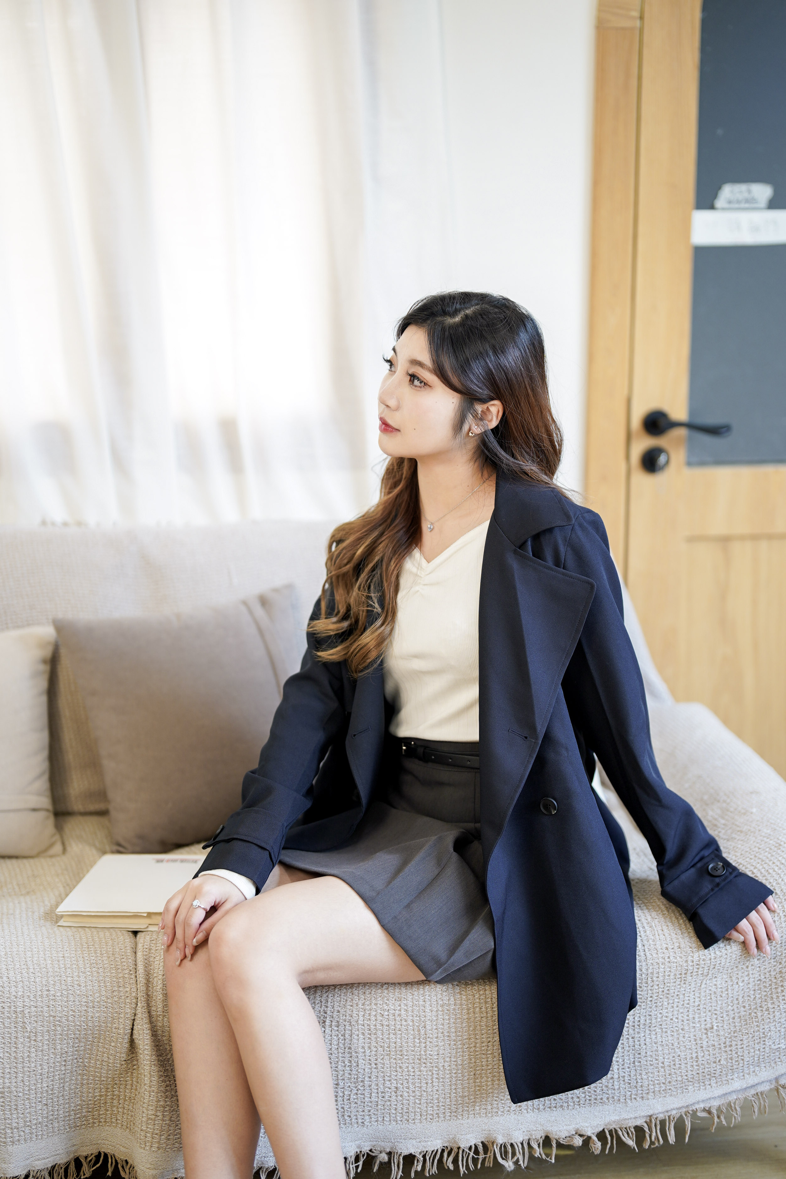 JK248 Sapphire Fall Trench Coat