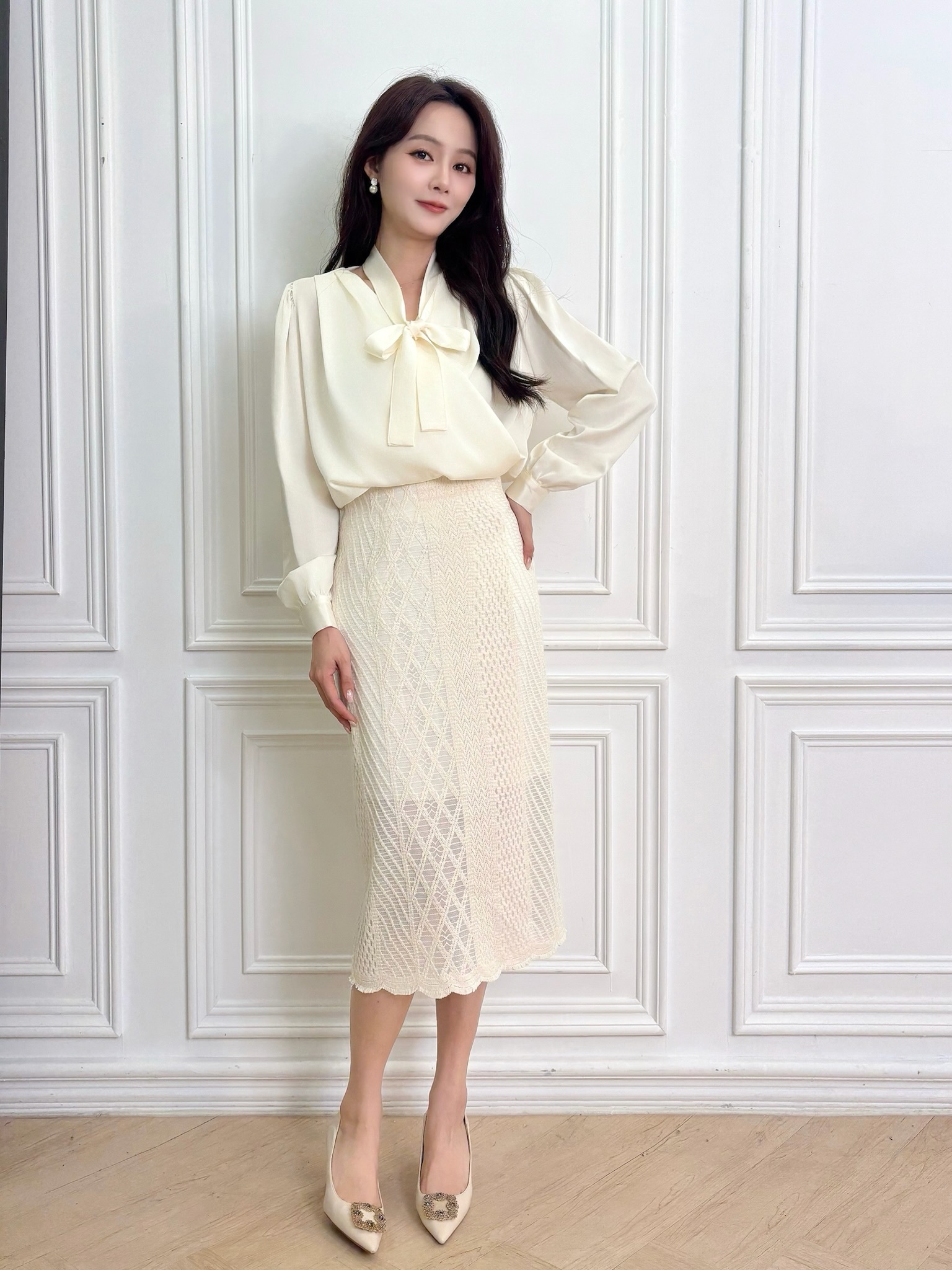 優雅針織紋理窄裙