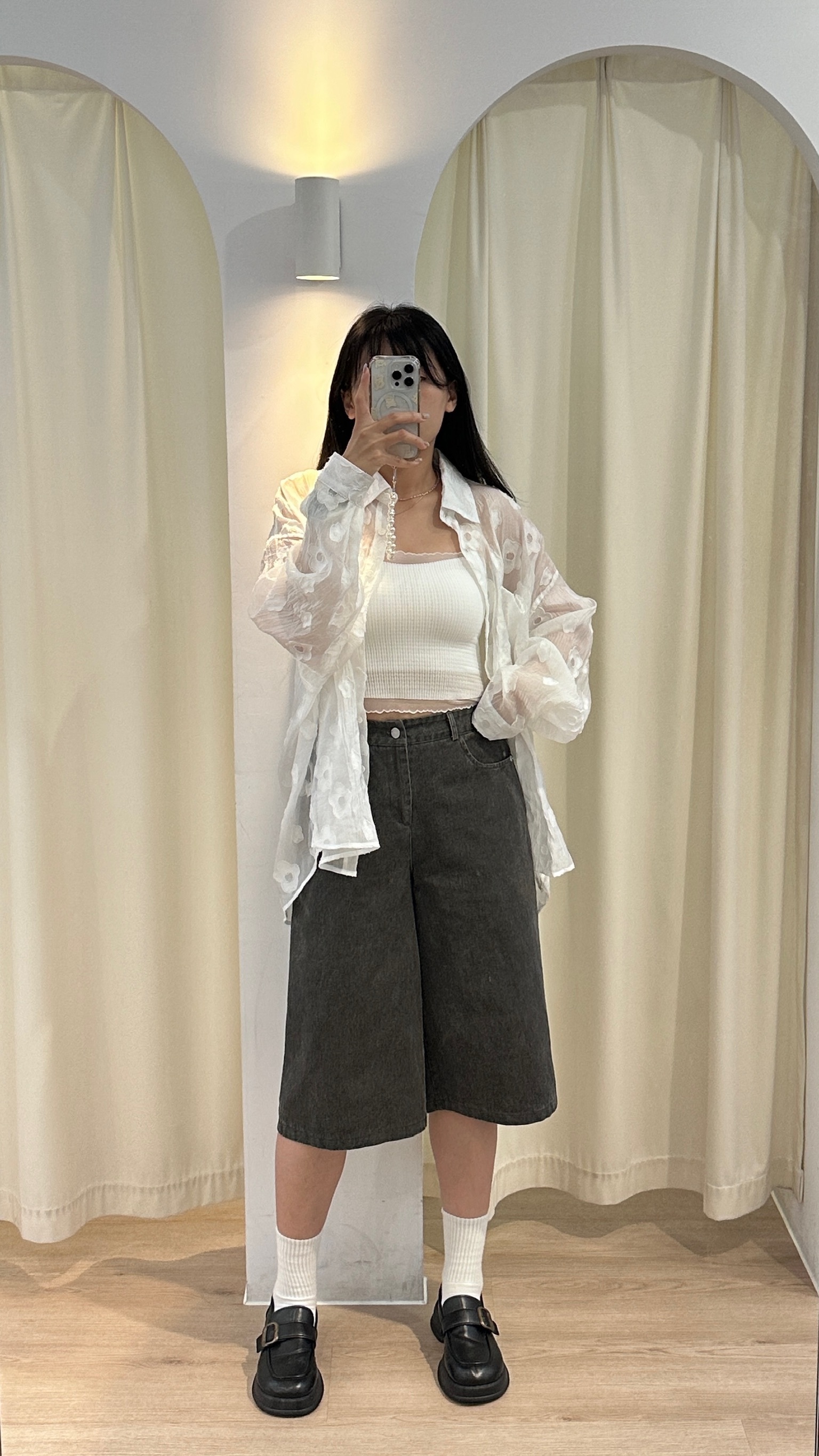 (現貨)韓國🇰🇷 灰色系水洗牛仔7分褲F size _57502