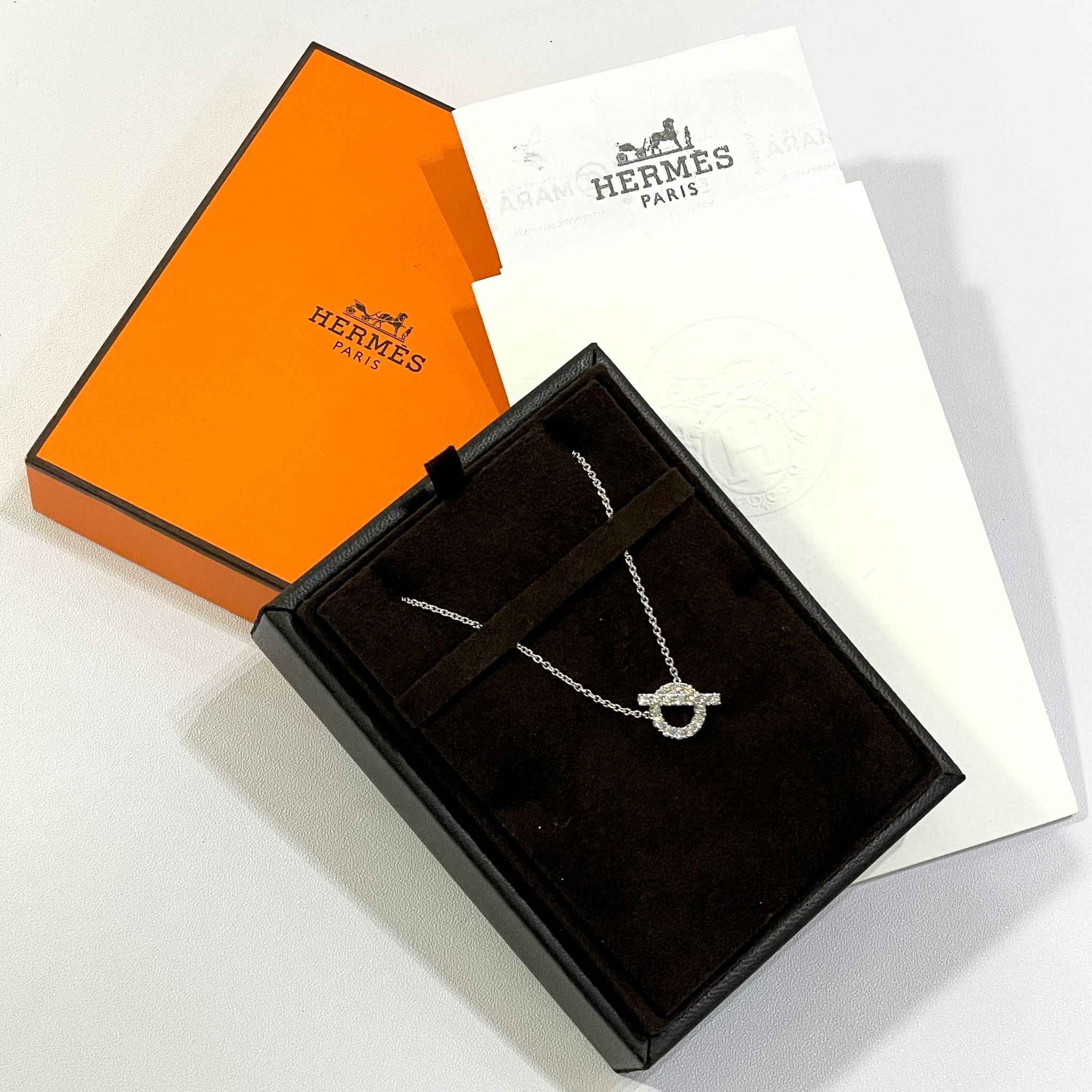 全新HERMES小Q項鍊 H219310B 18K/750白金鑽石(17D0.46ct)Finesse Pendant NECKLACE #BRAND NEW #香榭站正品