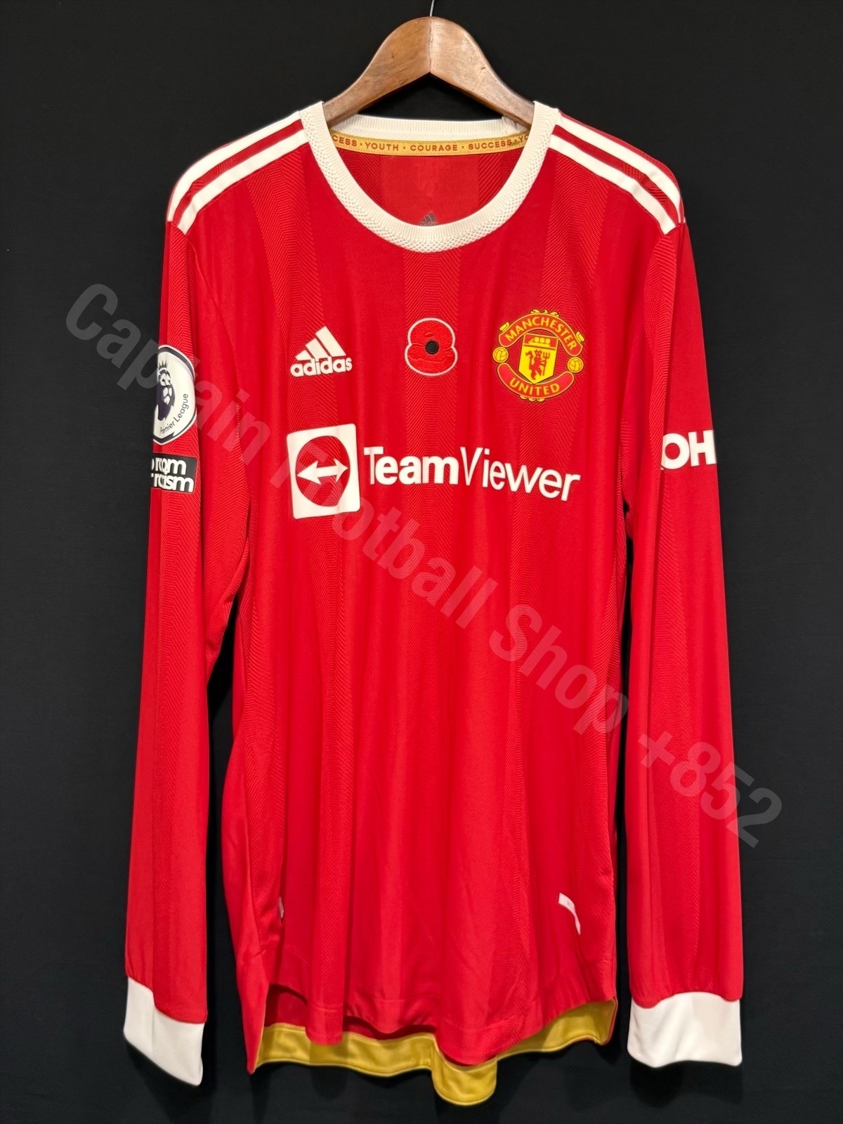 Manchester United 2021-2022 Poppy Adidas L/S Home Authentic Player Shirt #7  RONALDO