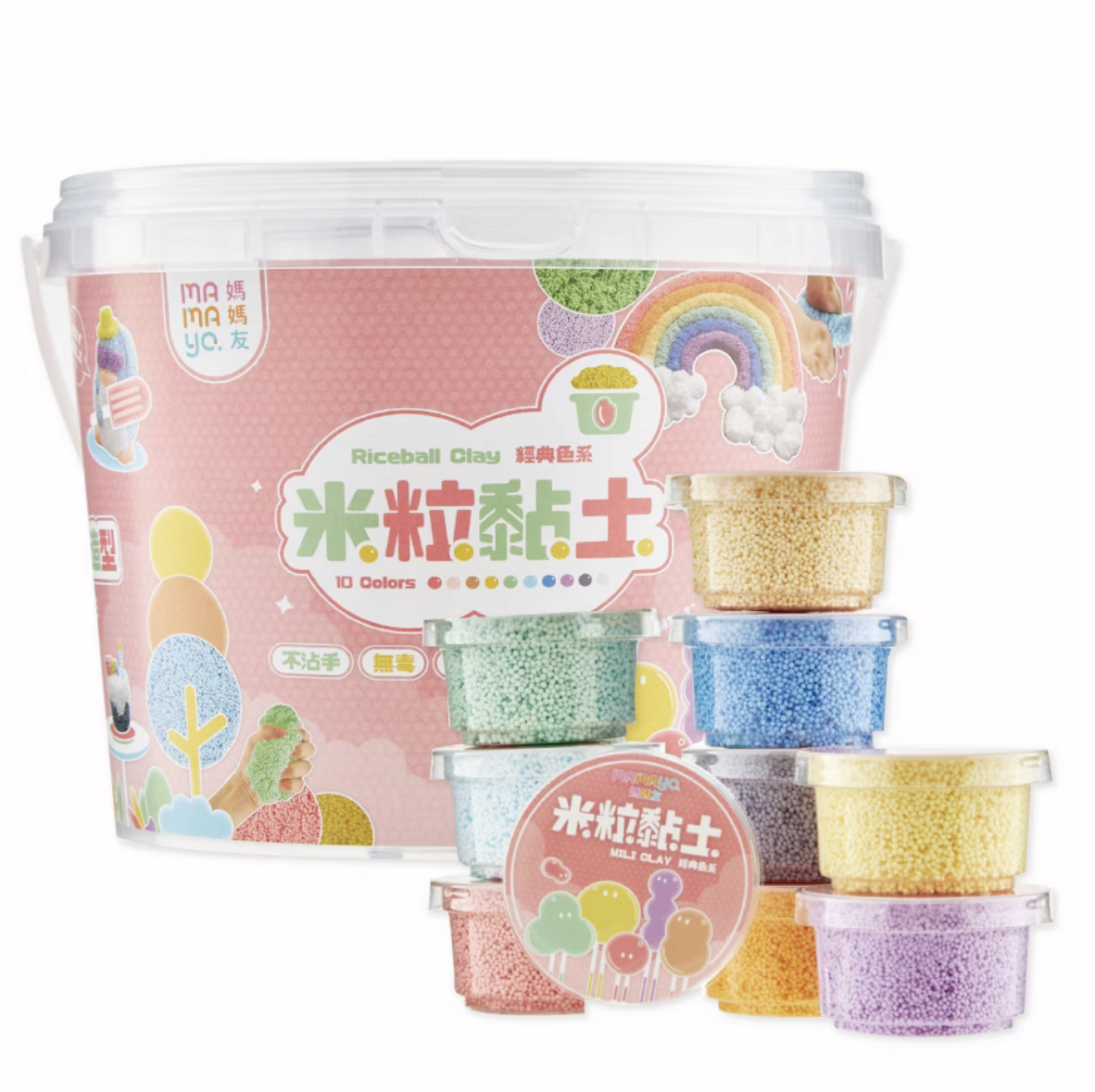 mamayo 米粒黏土經典十色桶-內含教學說明書