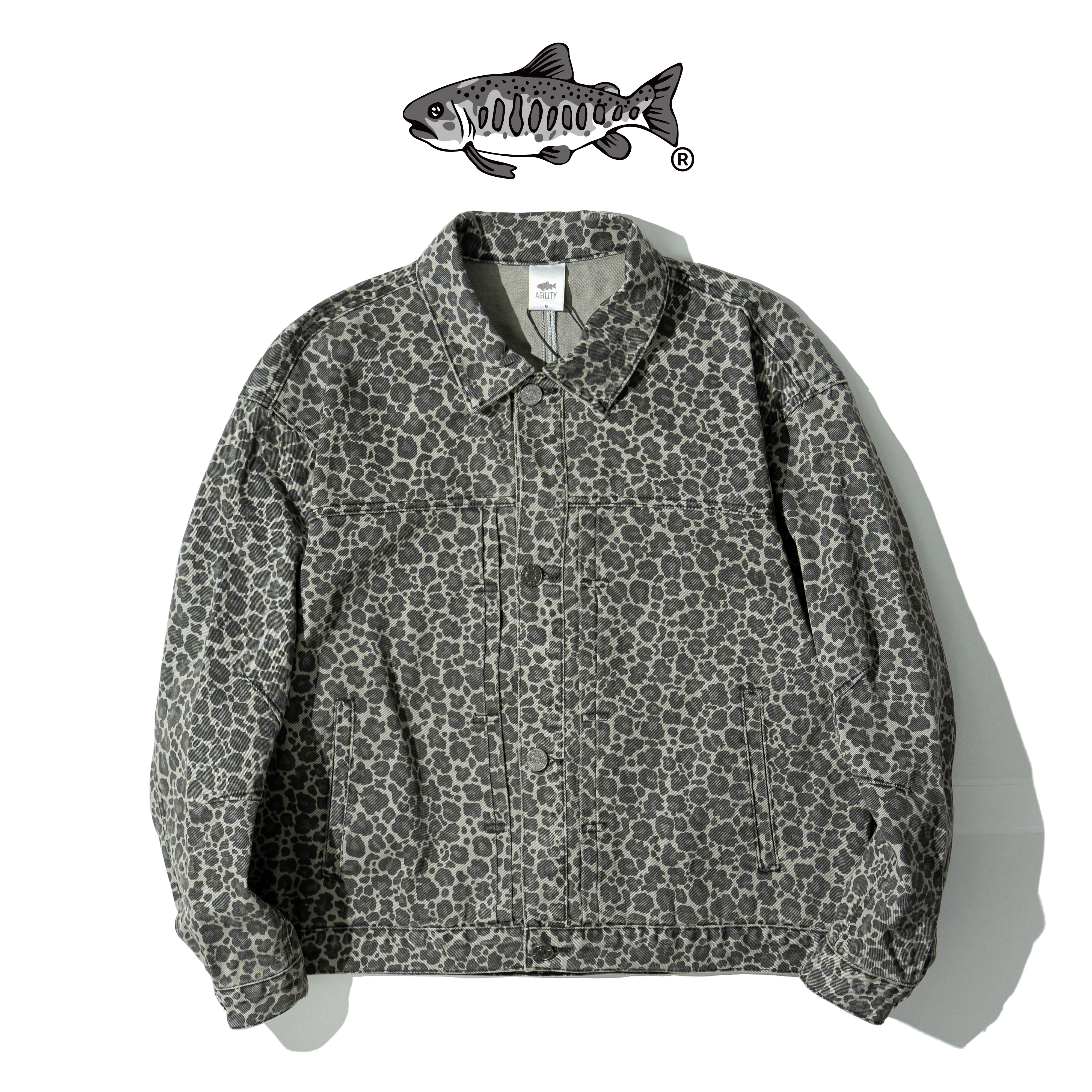 AGILITY Leopard Print Denim Jacket 寬短 豹紋 牛仔外套 [O-LSJ]