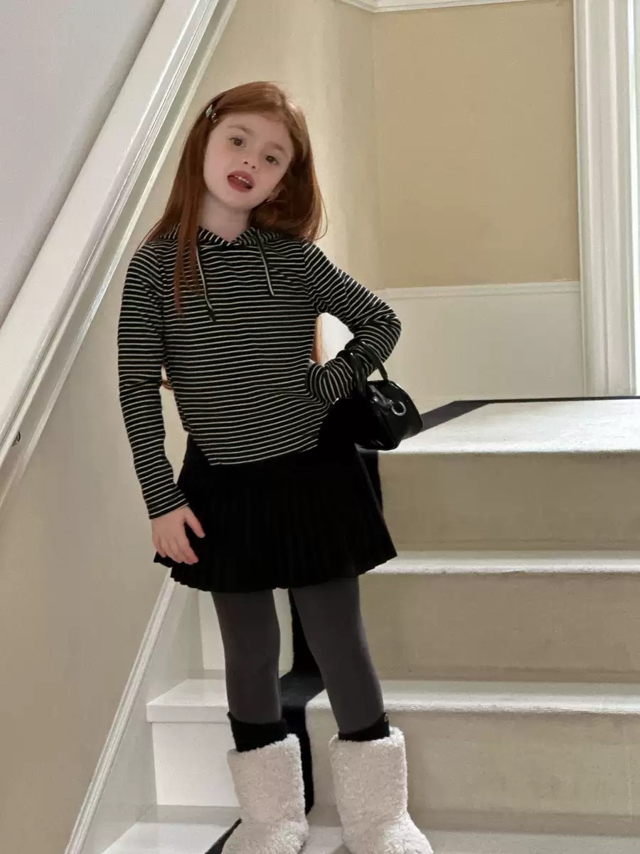 軟糯條紋連帽上衣