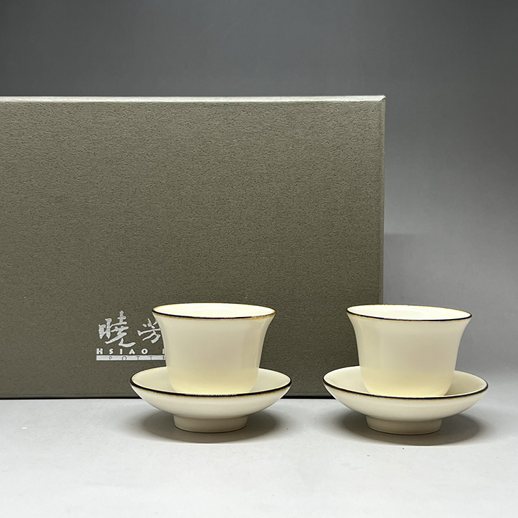 茶香自在】曉芳窯蔡曉芳大師定白鐵口品茗杯對杯組