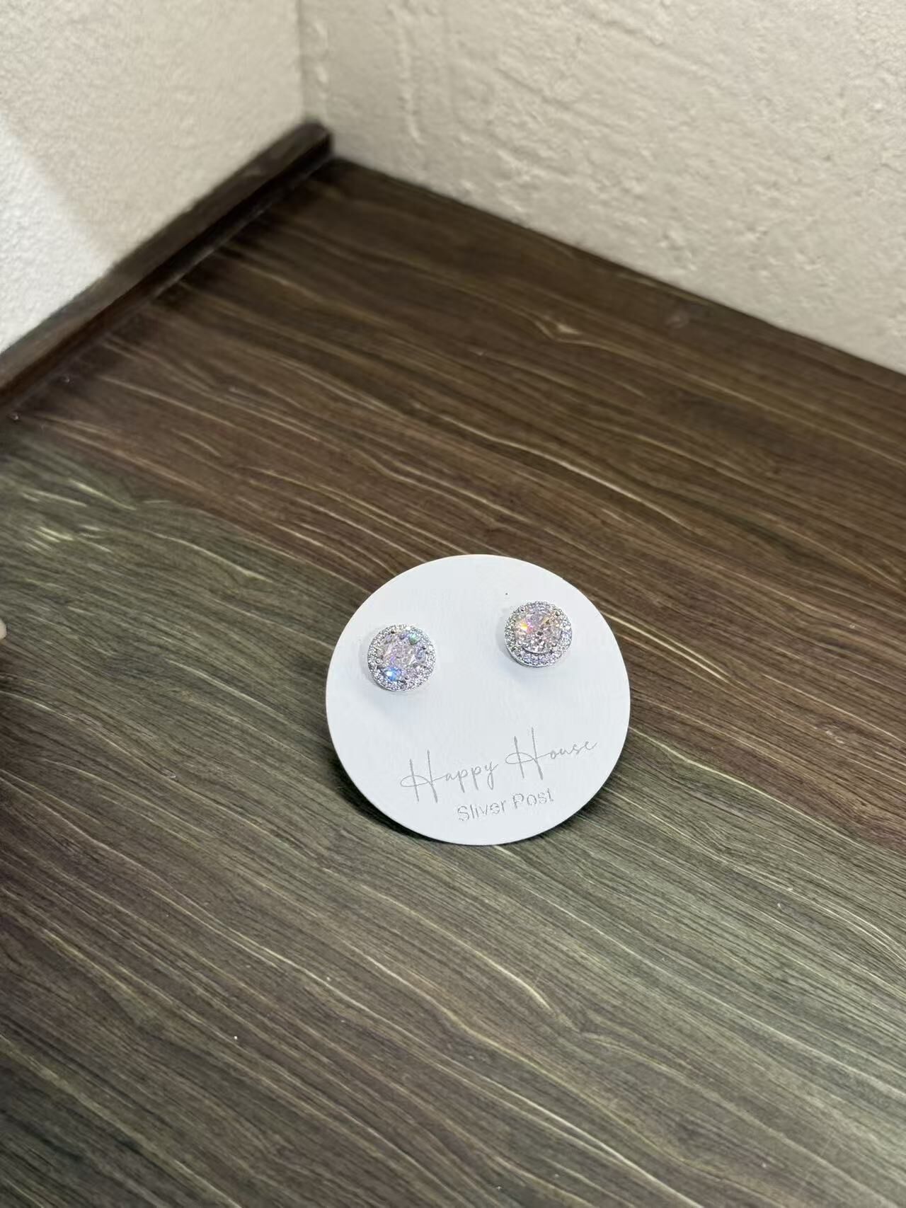 三色冰花石耳環