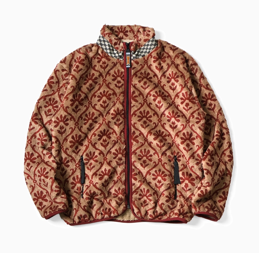 10/4 RELEASE: KAPITAL YOSEMITE ARABESQUE PATTERN FLEECE ZIP BLOUSON - RED PRE ORDER ITEM (預訂中)
