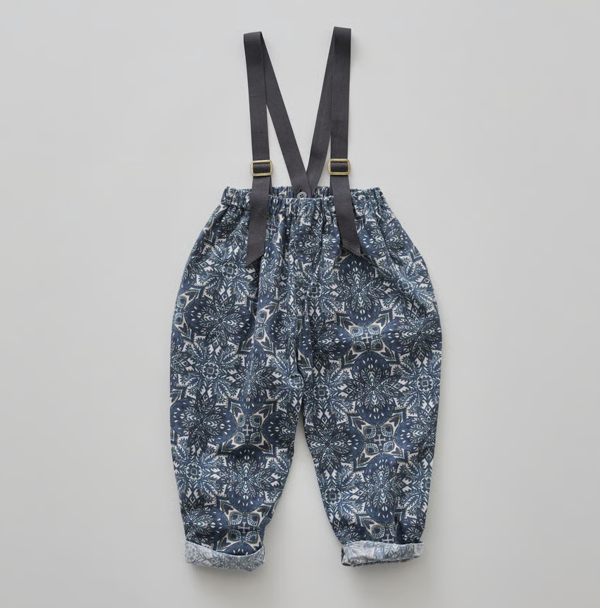 ELFINFOLK 雪晶印花吊帶褲Snow Crystal Printed Suspenders Pants - blue