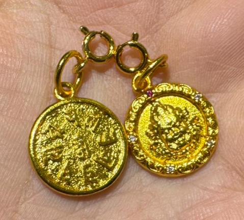 251004 - C17 黃財神（小）999真金電鍍懶人扣吊咀1粒