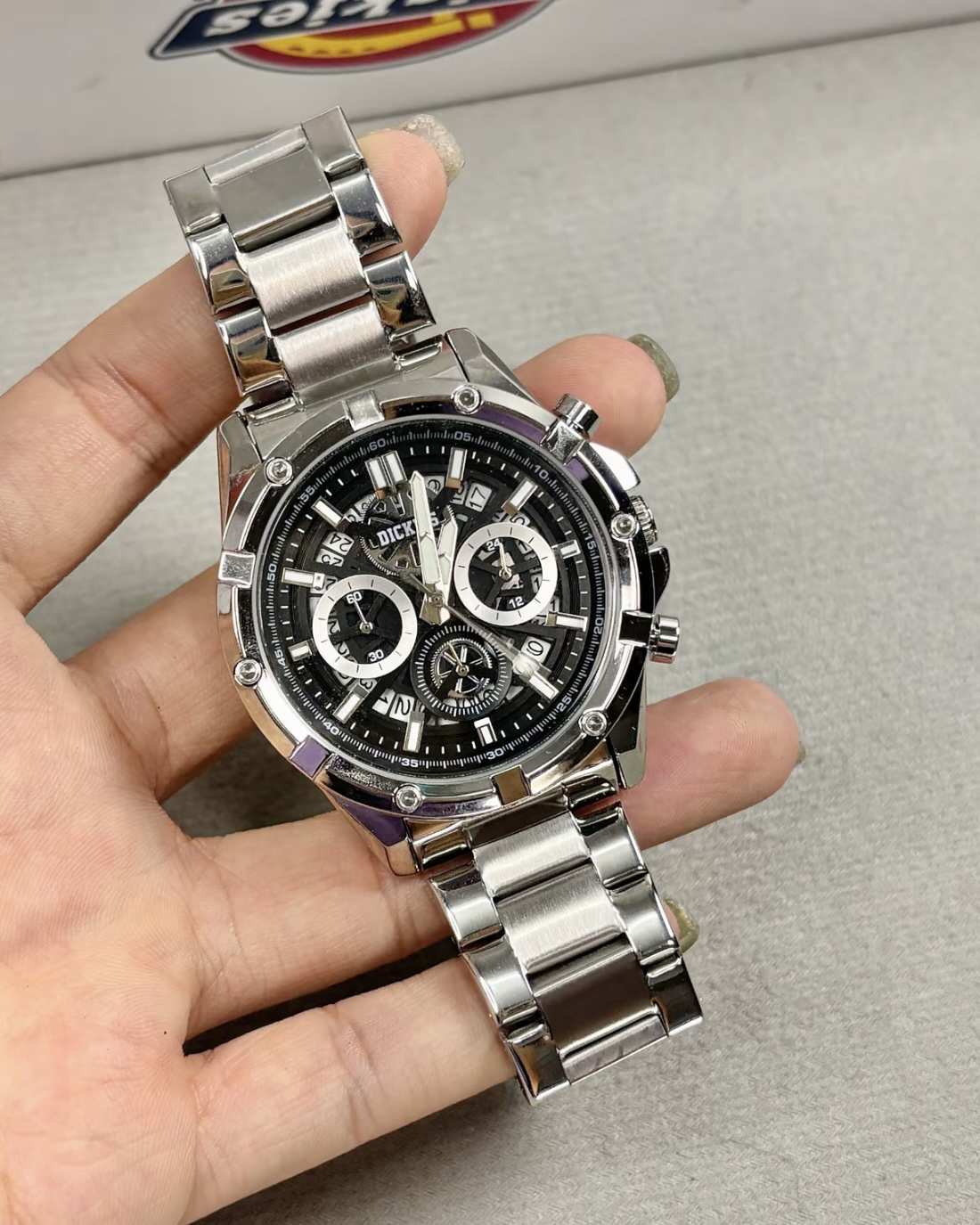 <限量代購>Dickies 銀河系列 銀鋼配色 石英機芯 三眼 鋼錶帶 手錶