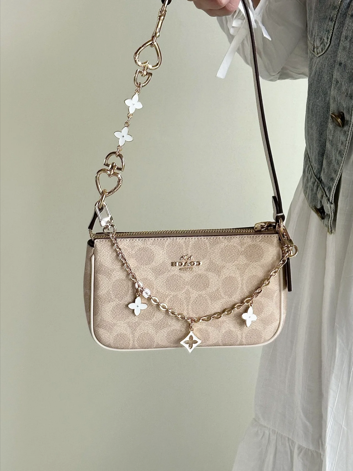 COACH NOLITA 復古經典老花印花 麻將包 杏色