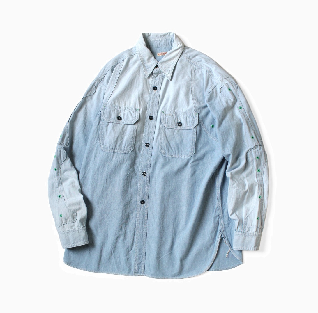 10/4 RE-STOCK: KAPITAL CHAMBRAY BONE PATCH VEMTILATOR WORK SHIRT L/S - PRE ORDER ITEM (預訂中)