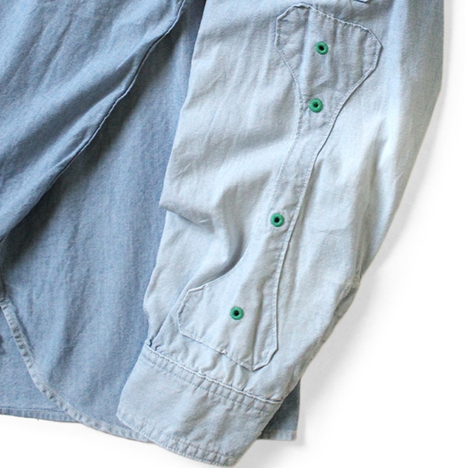 10/4 RE-STOCK: KAPITAL CHAMBRAY BONE PATCH VEMTILATOR WORK SHIRT L/S - PRE ORDER ITEM (預訂中)