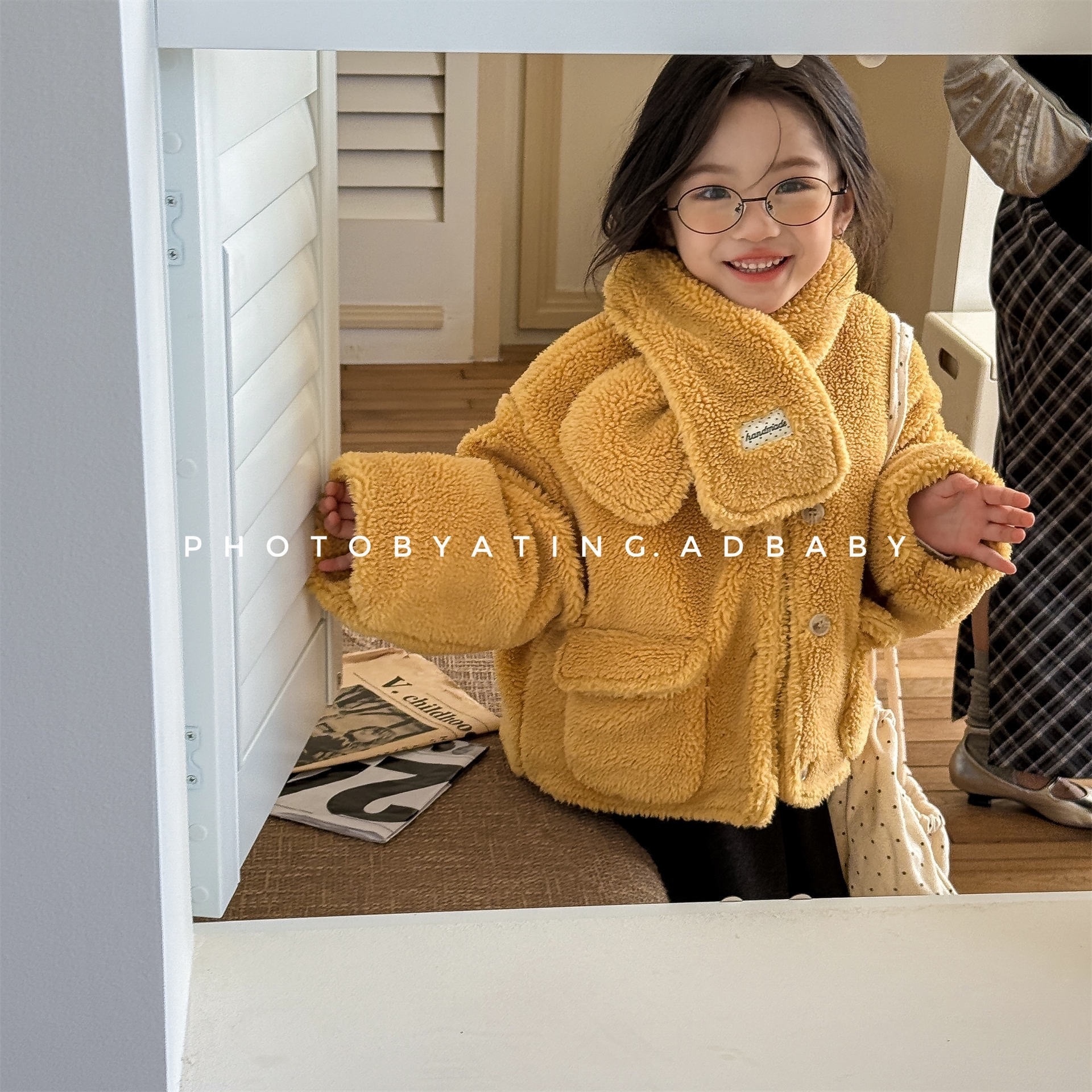 保暖雙口袋羊羔絨外套