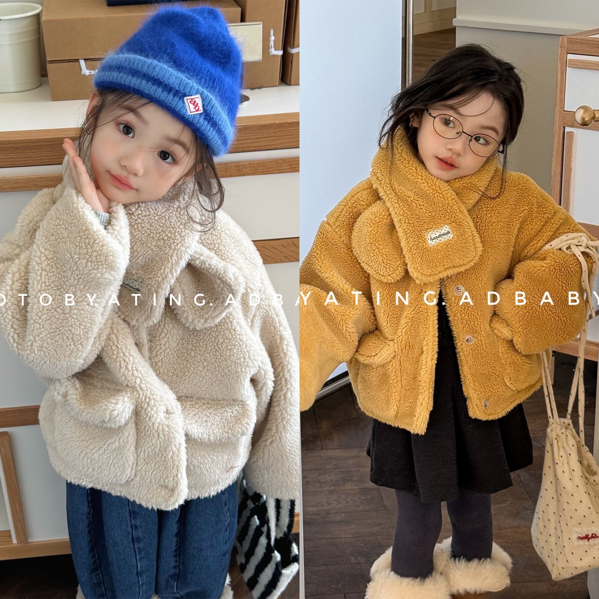 保暖雙口袋羊羔絨外套