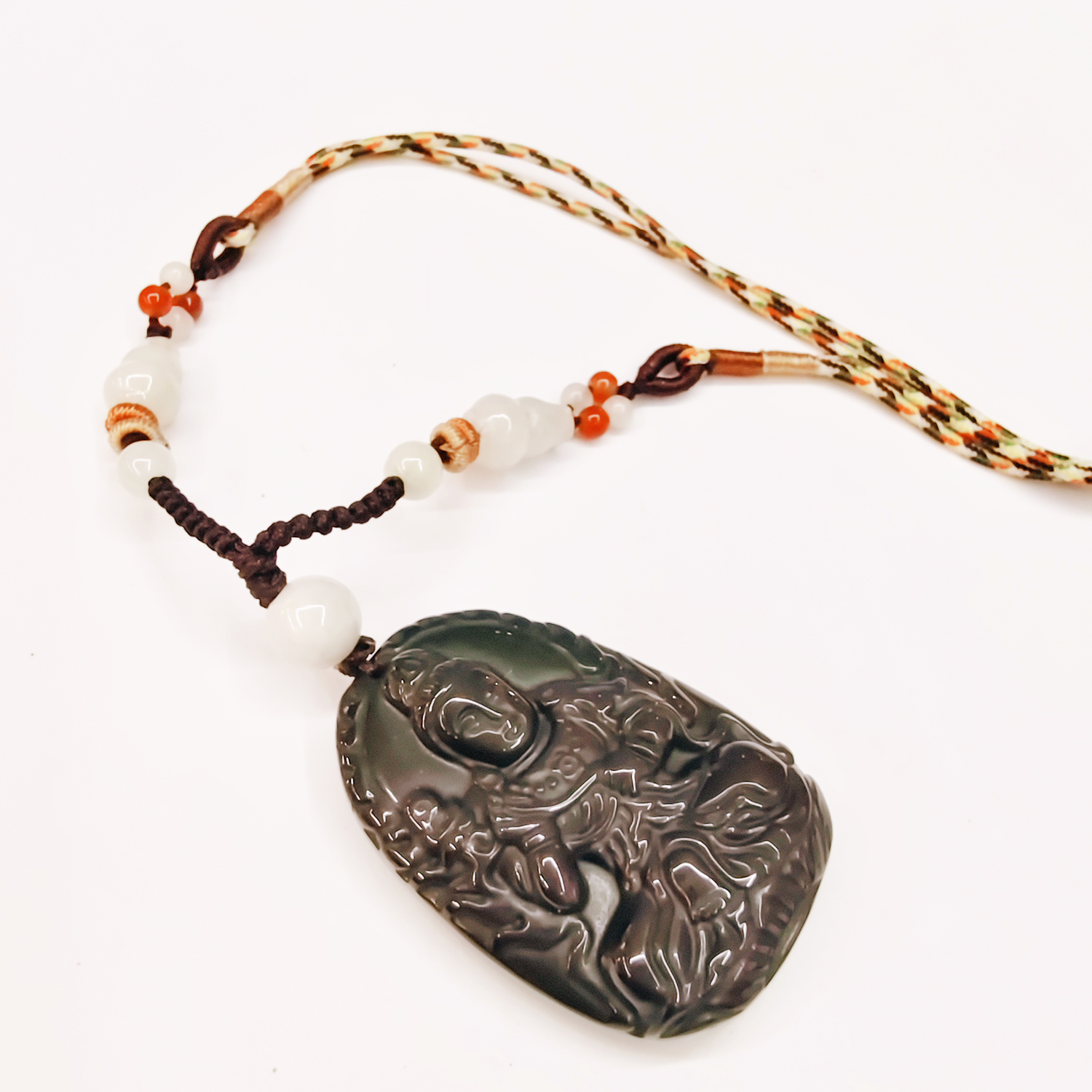 大勢至菩薩{黑曜岩}中國結項鍊【十方】155153