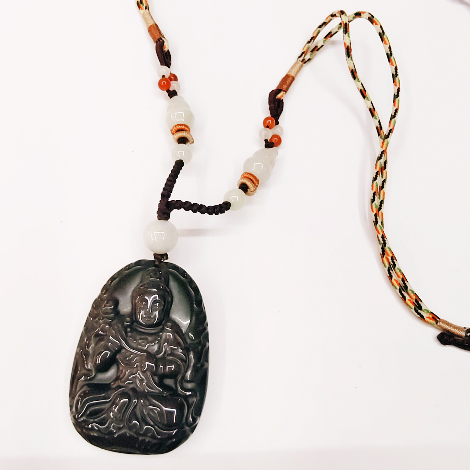 大勢至菩薩{黑曜岩}中國結項鍊【十方】155153