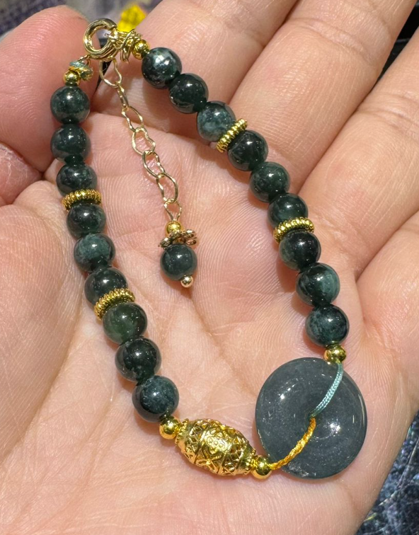 251004 - C58 6mm+A貨翡翠平安扣設計款手鏈