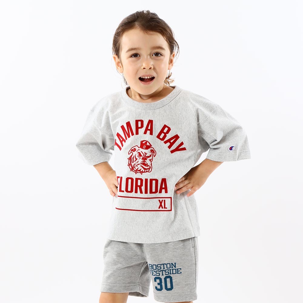 童裝-REVERSE WEAVE® 鬥牛犬 短TEE(灰)