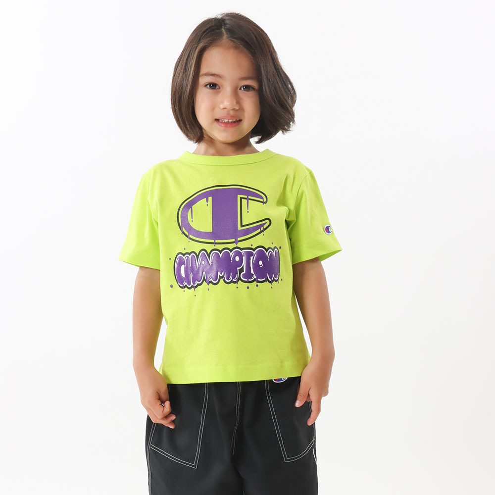 童裝-泡泡潑漆 LOGO 短TEE (螢光)