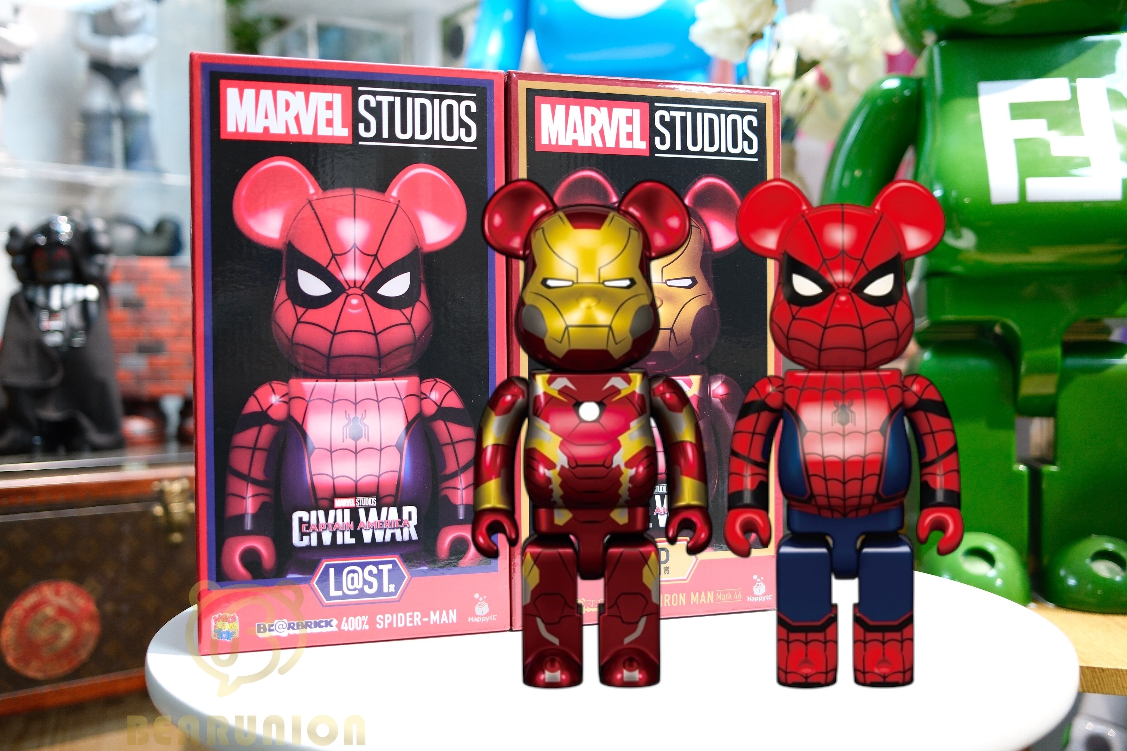 🎏預訂🎏Bearbrick 400% Spiderman Ironman mark 46 Happyくじ一番賞