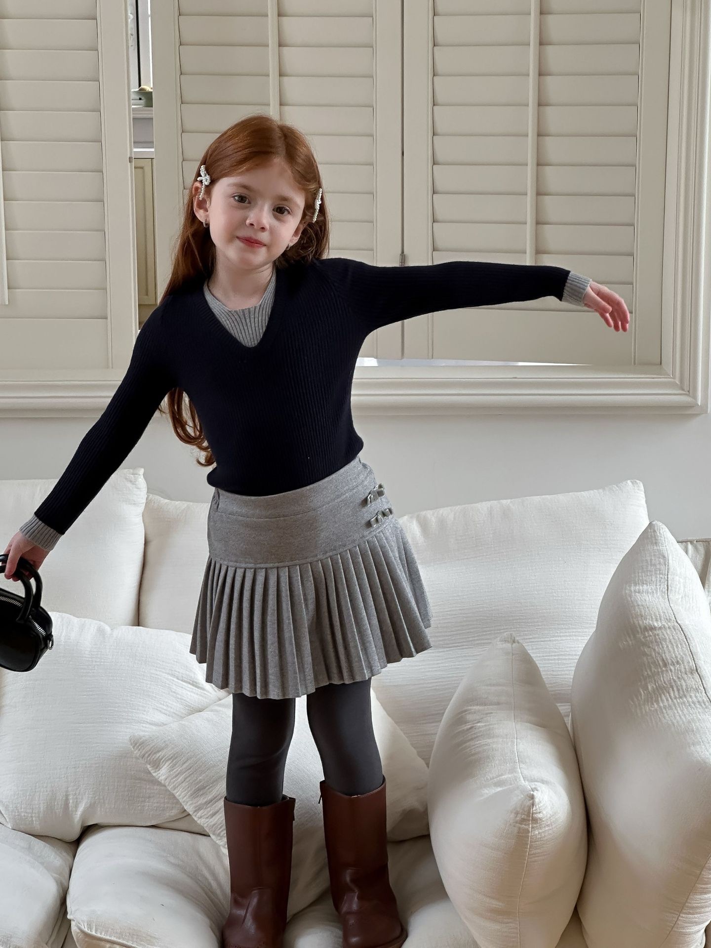 兩色疊穿感假兩件針織衣