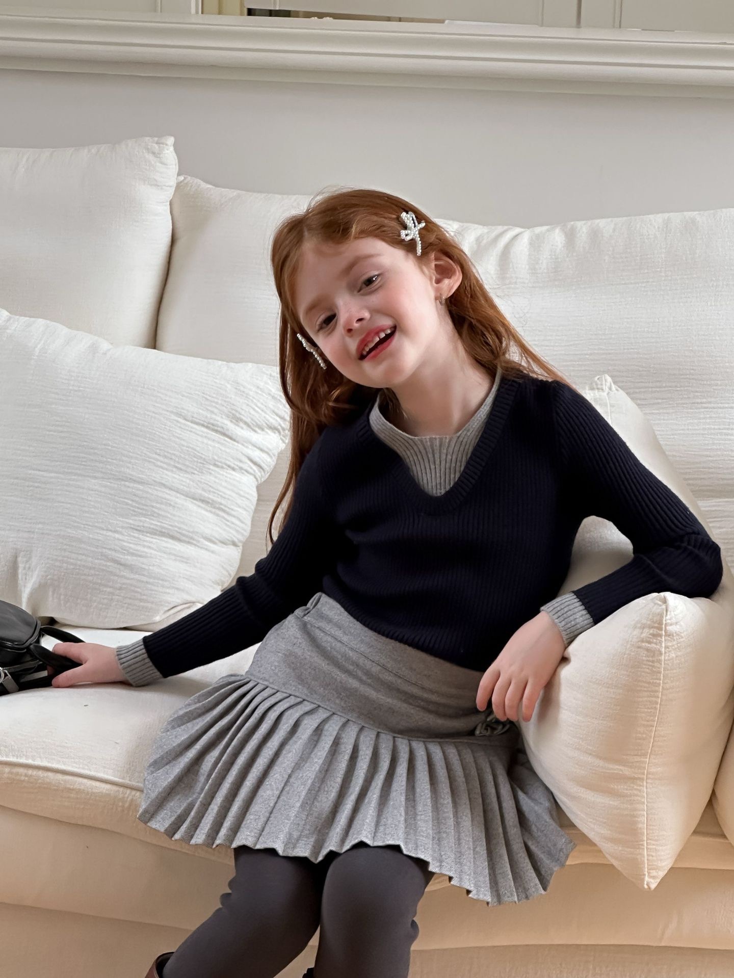 兩色疊穿感假兩件針織衣