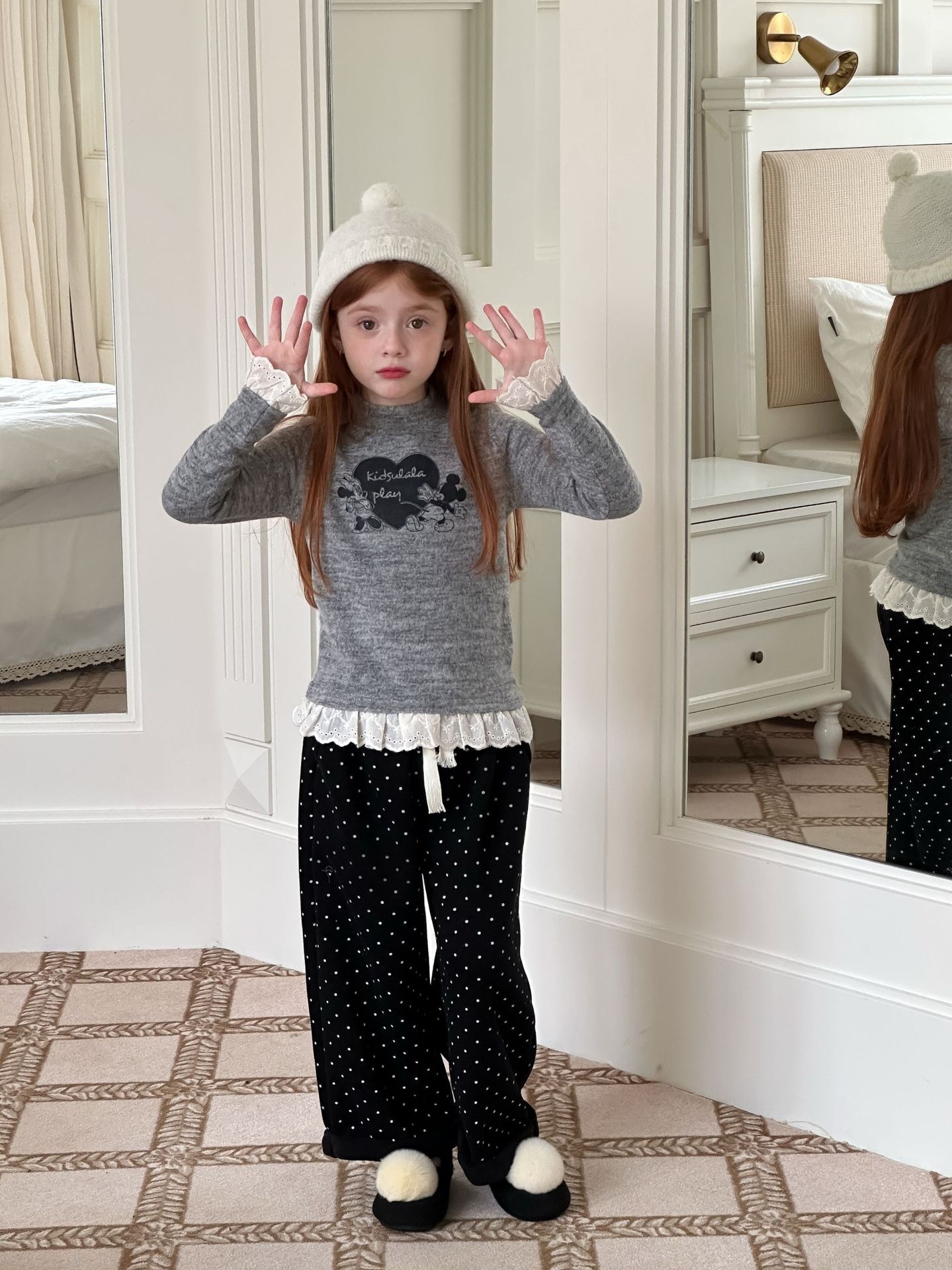 花邊雪花感老鼠上衣