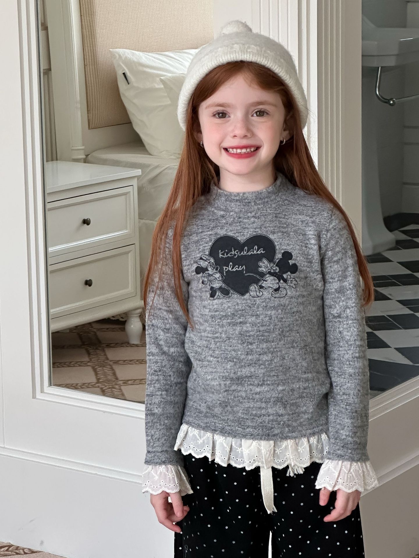 花邊雪花感老鼠上衣