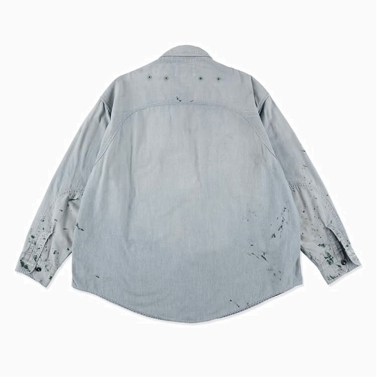 RE-STOCK: BOWWOW PAINT STAINED CHAMBRAY SHIRT VENT HOLES - PRE ORDER ITEM (預訂中)