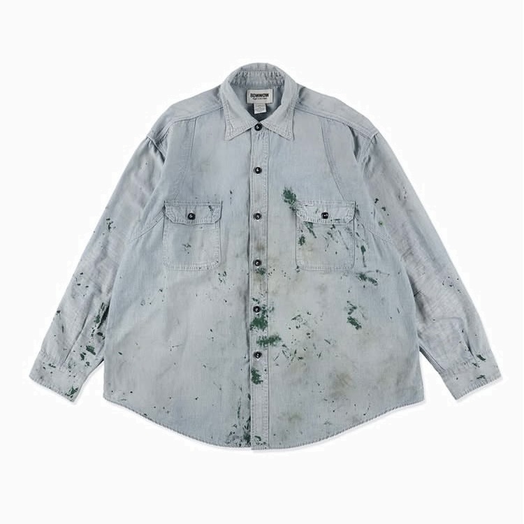 RE-STOCK: BOWWOW PAINT STAINED CHAMBRAY SHIRT VENT HOLES - PRE ORDER ITEM (預訂中)