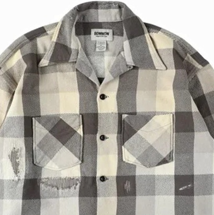 10/4 RELEASE: BOWWOW 2025 A/W DAMAGED AND STAINED FLANNEL SHIRT [BW252-DSFS] - PRE ORDER ITEM (預訂中)