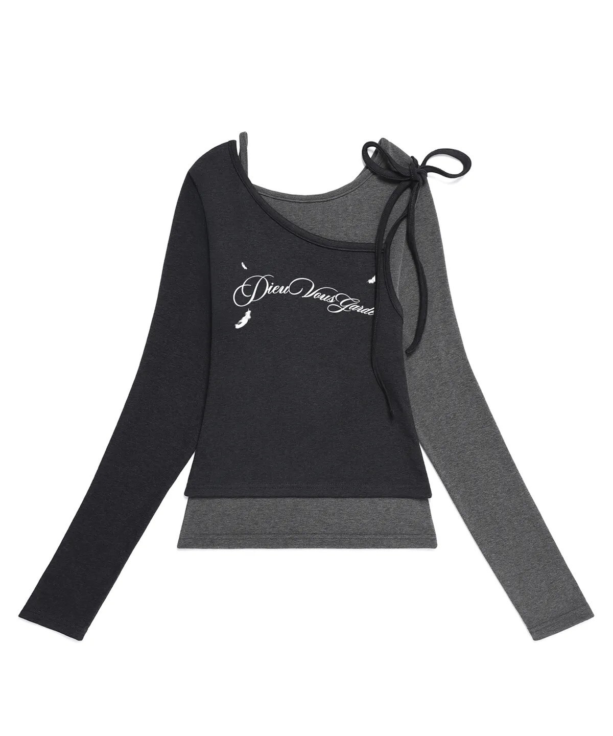 venhit - feather ribbon layered sleeve (gray black)