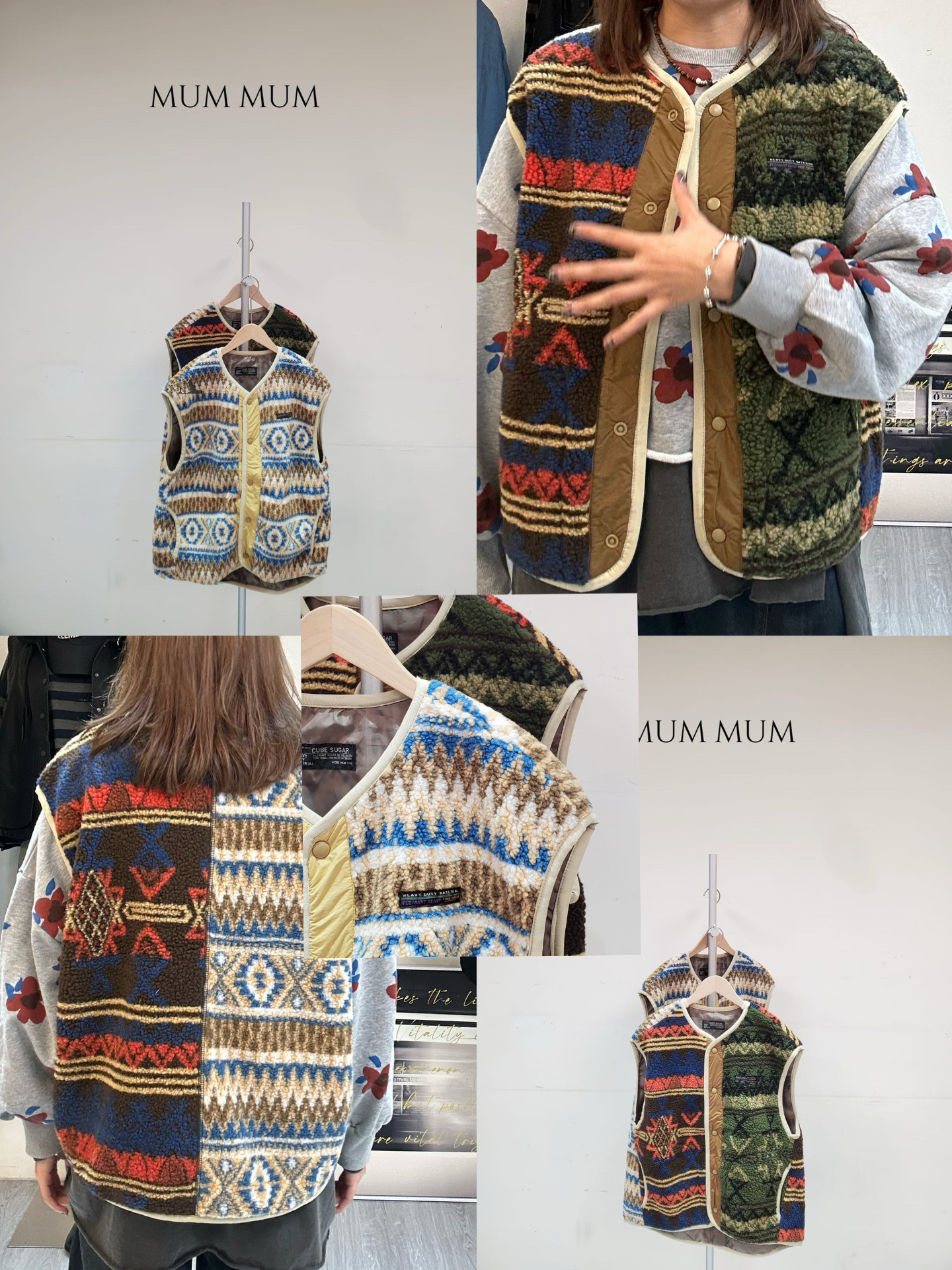 0212726a／民族風幾何圖形絨背心外套 44/44/25.5