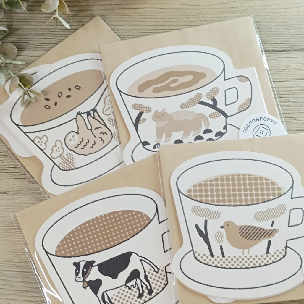 繭花．造形咖啡杯卡片 共四款