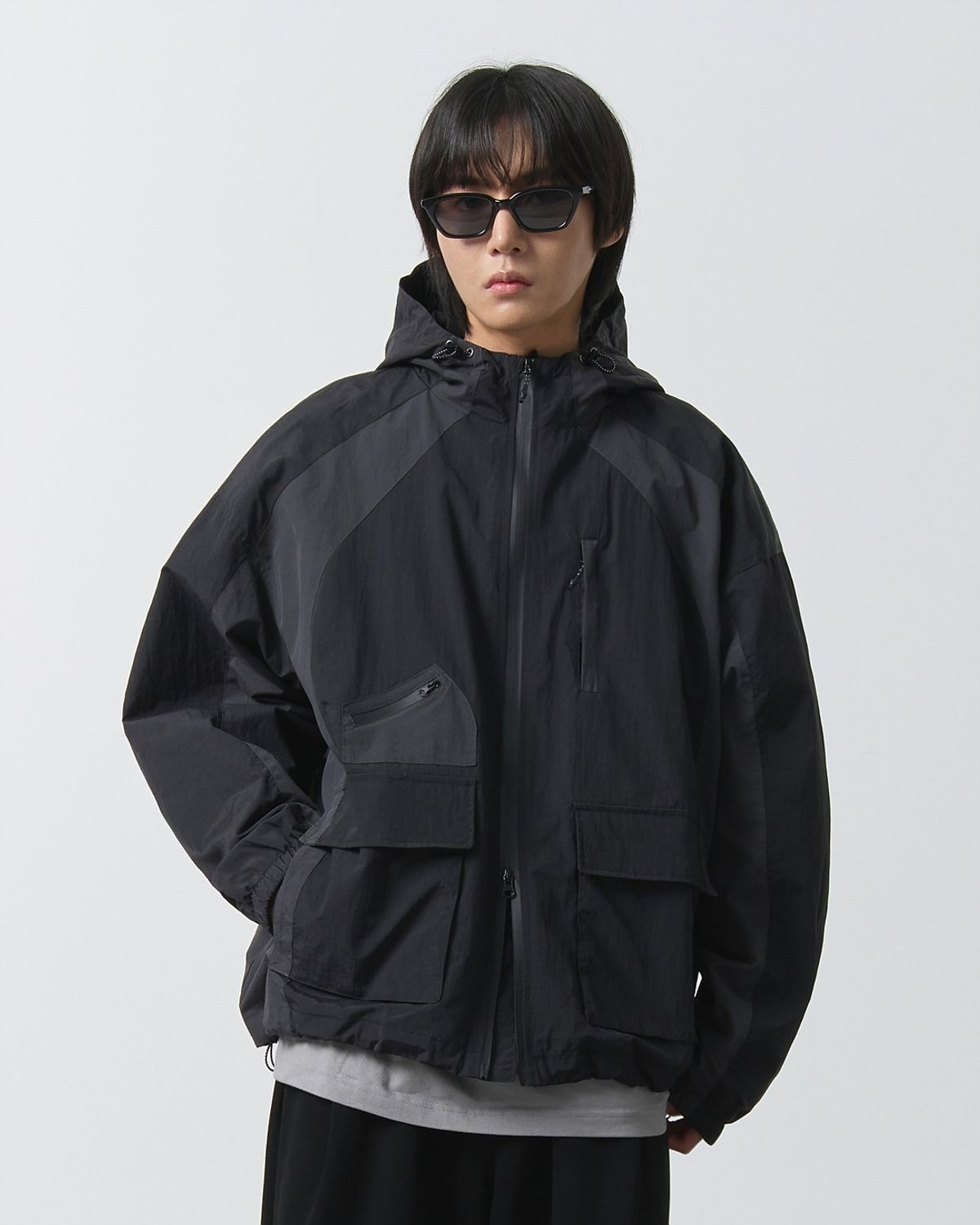 DIMITRI BLACK 2WAY Authentic Hooded Windbreaker