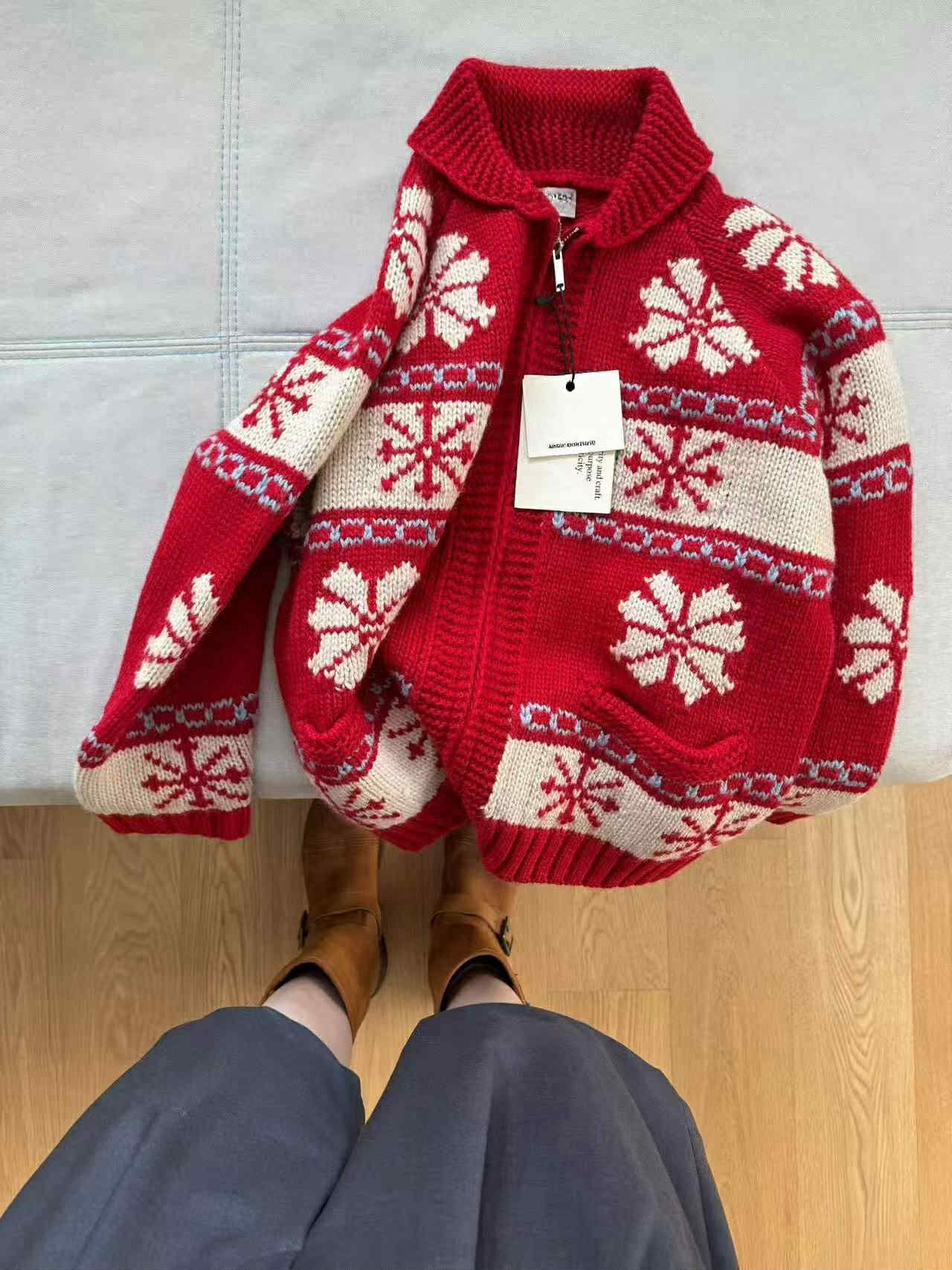 MA19 羊毛雪花提花針織外套