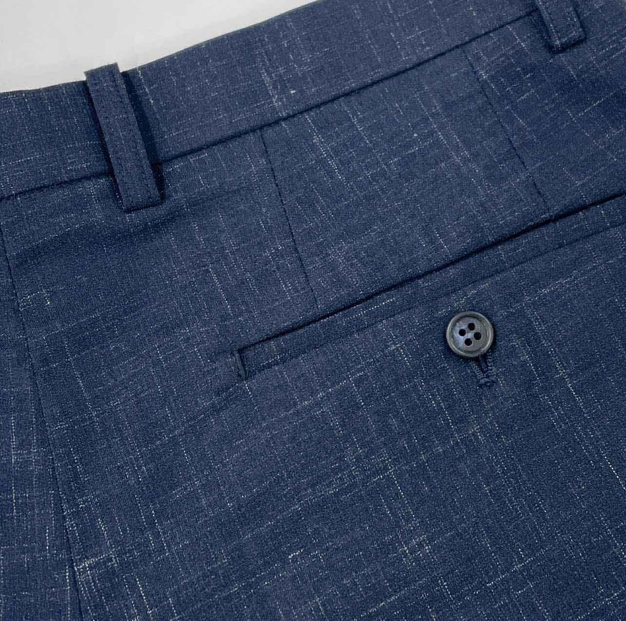藍色交錯紋西裝褲後口袋01