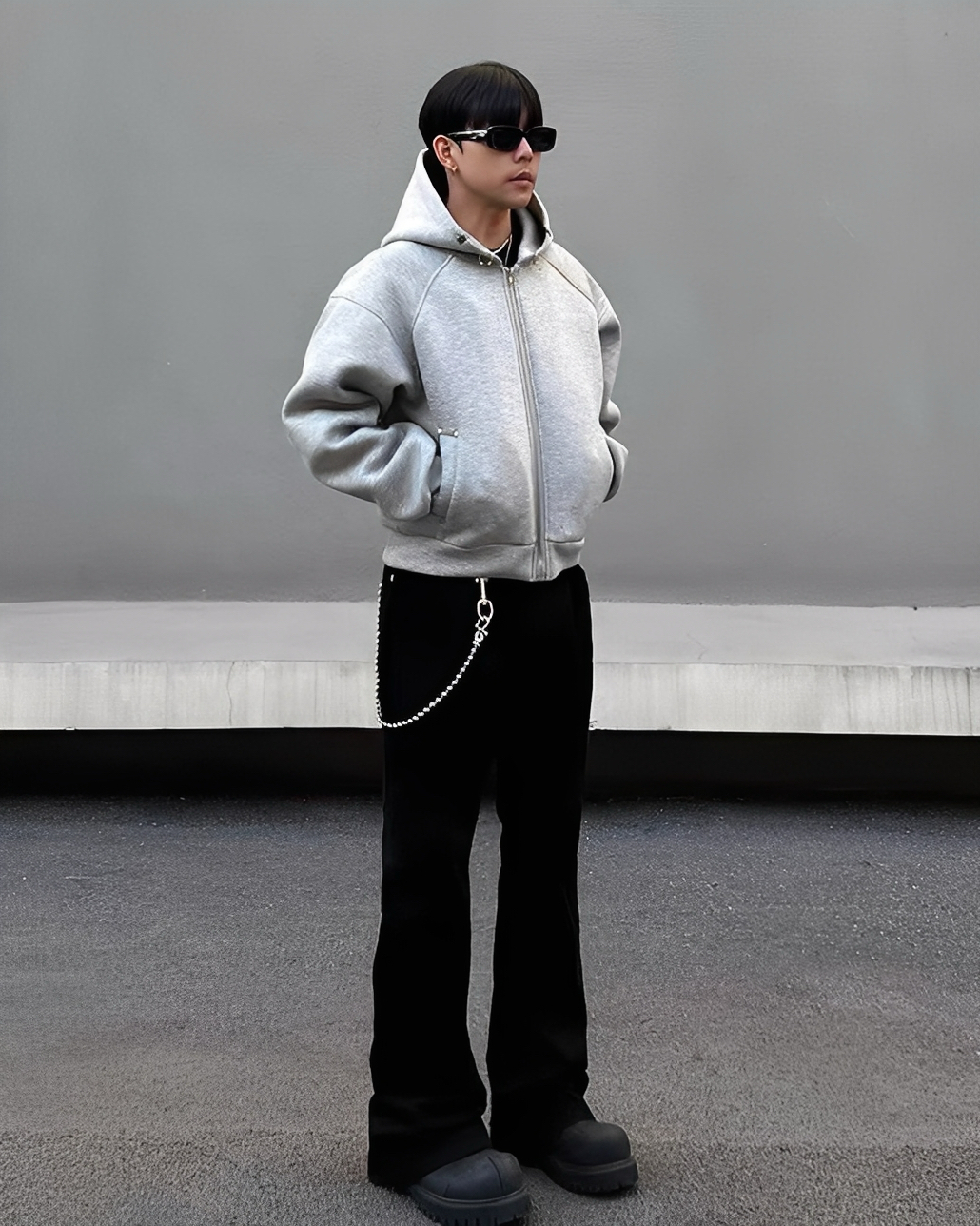 BOXY 重磅 解構 線條 鉚釘 棉質 連帽 外套