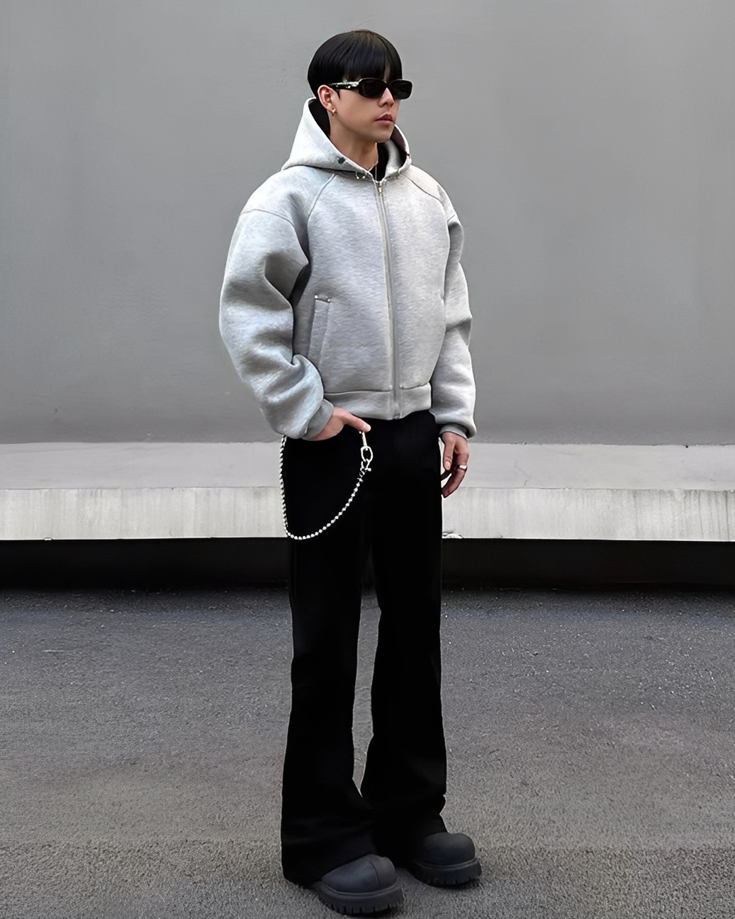 BOXY 重磅 解構 線條 鉚釘 棉質 連帽 外套