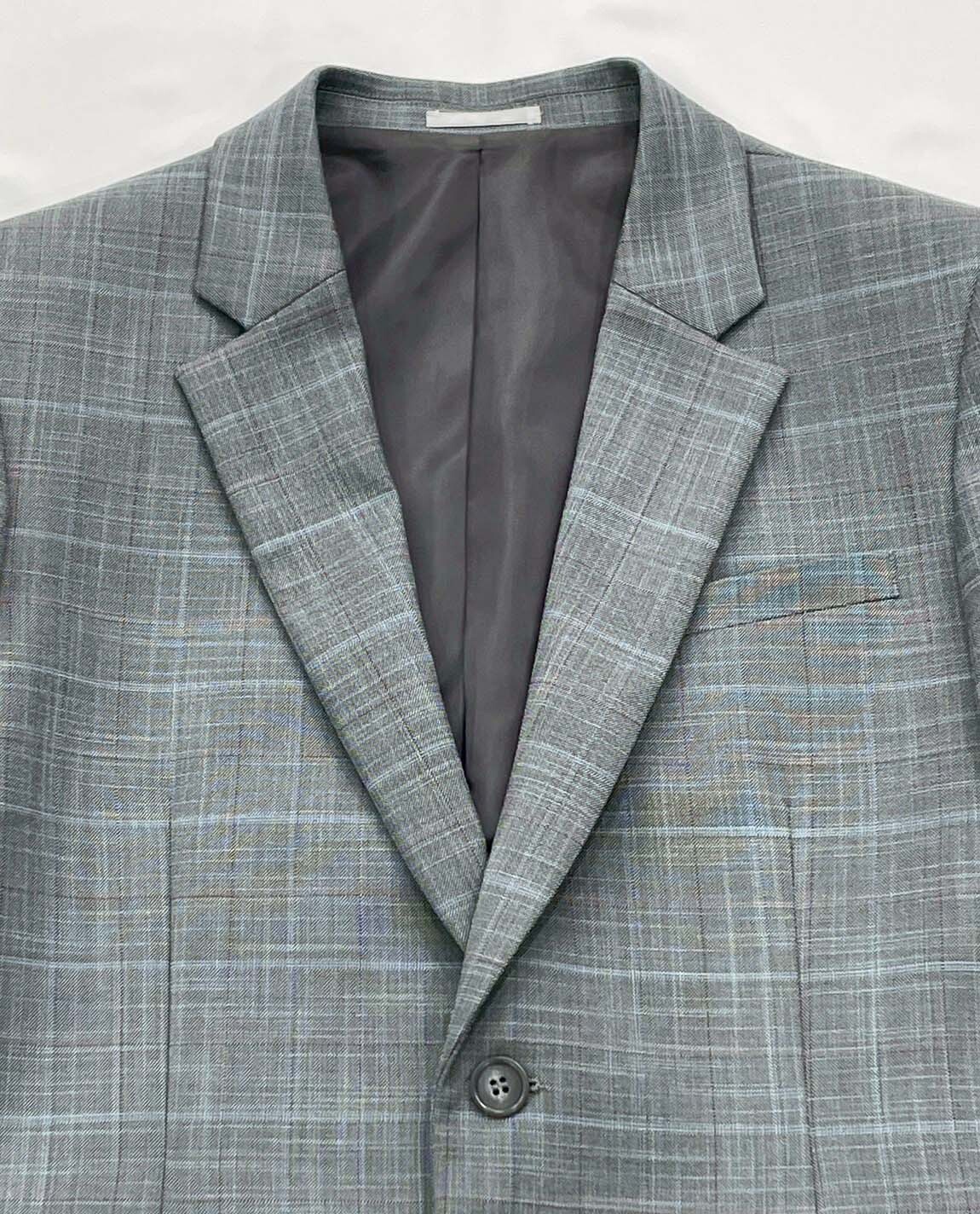 灰色方格西裝外套正面01