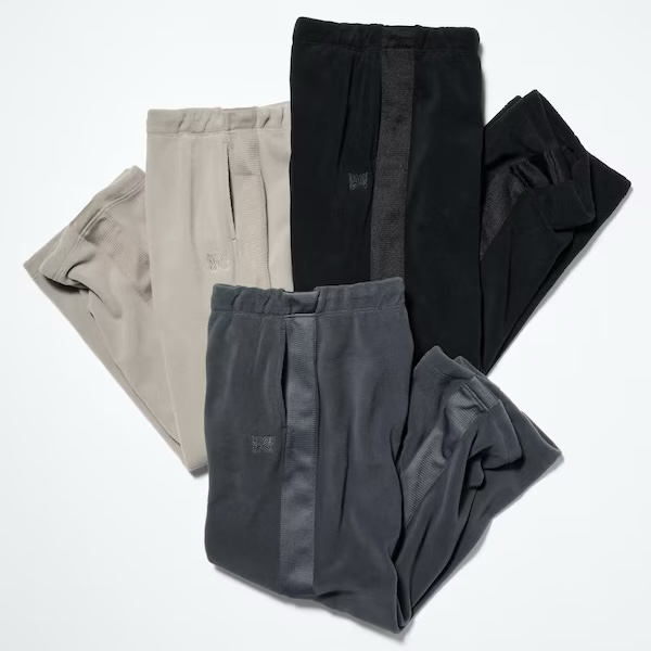 🔥超強平價聯名🔥 Needles x Uniqlo 蝴蝶 刷毛寬版長褲 寬褲 男女同款