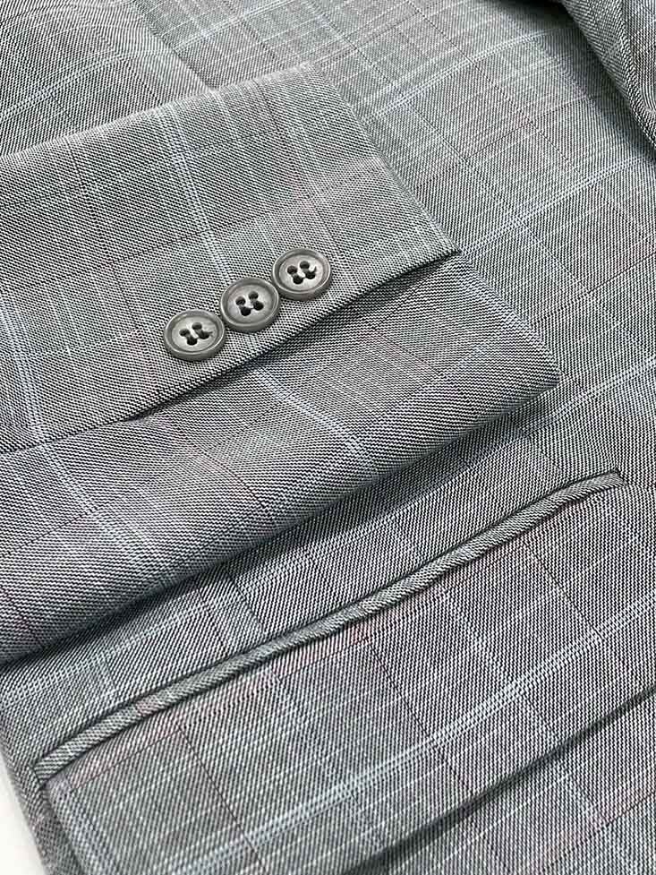 灰色方格西裝外套袖子002