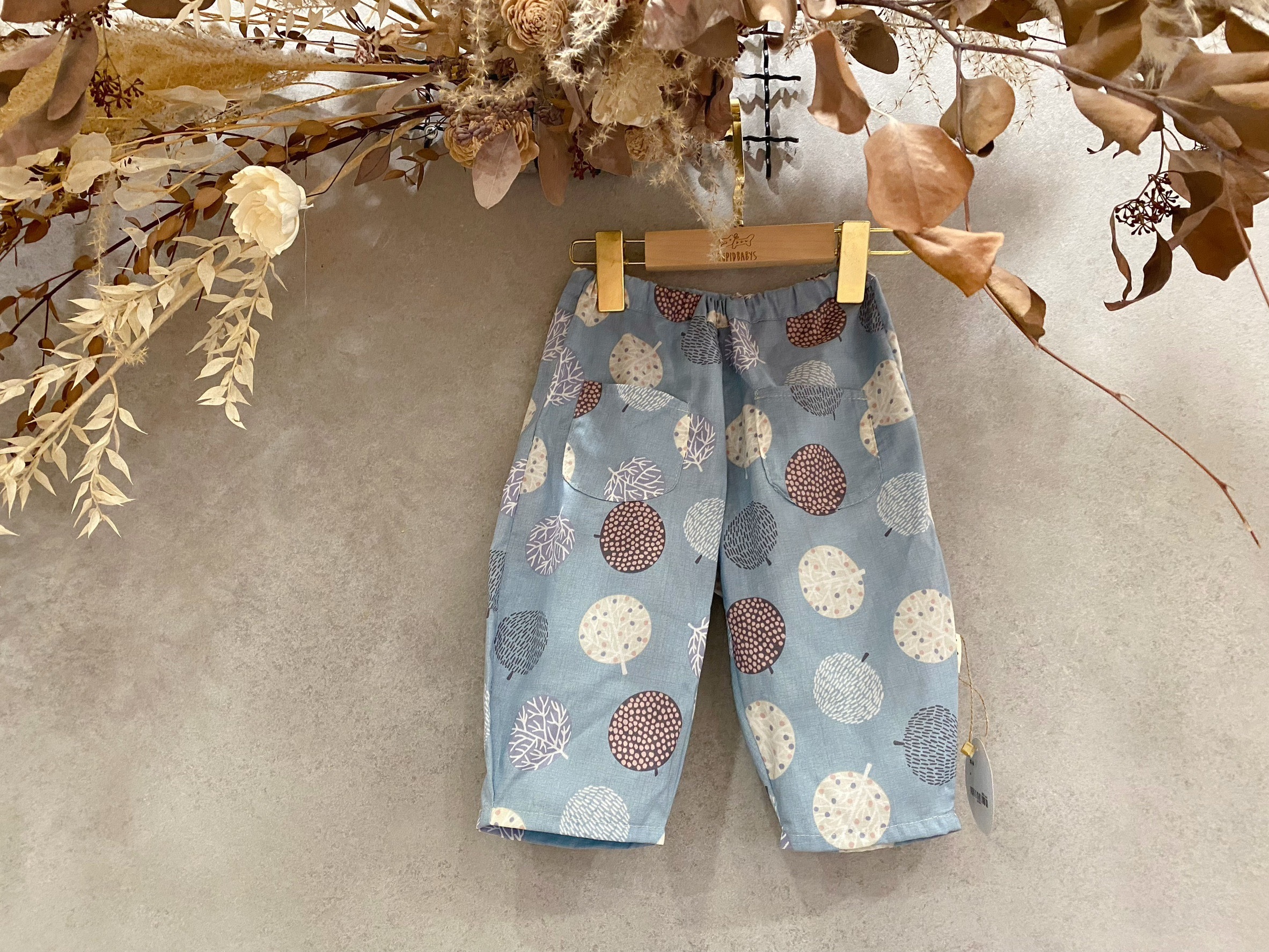 藍底日系圓圈樹 農夫褲（80）