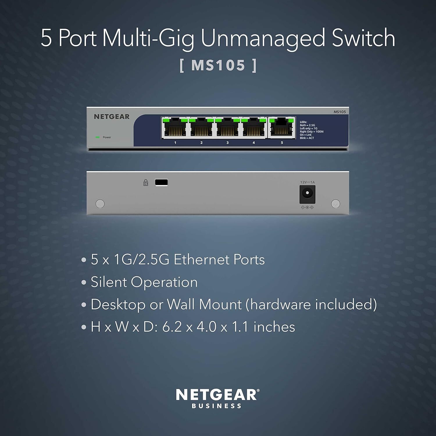 NETGEAR 5-Port Multi-Gigabit(2.5G) Ethernet Unmanaged Switch 非網管型交換器 MS105