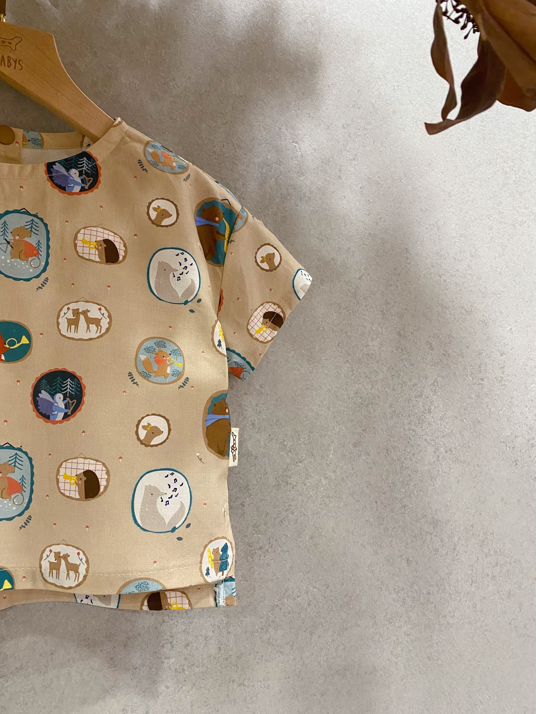 燕麥動物 五分袖上衣（80）