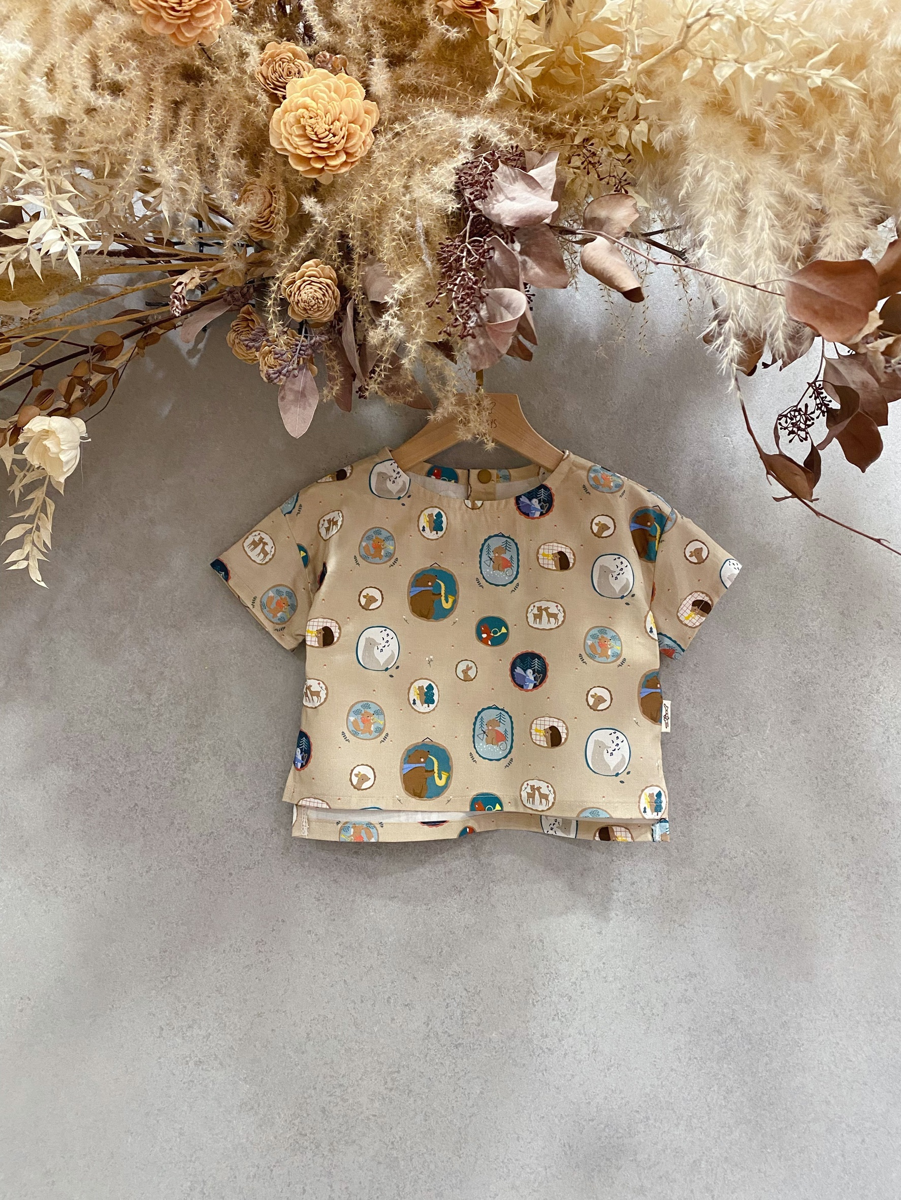 燕麥動物 五分袖上衣（80）