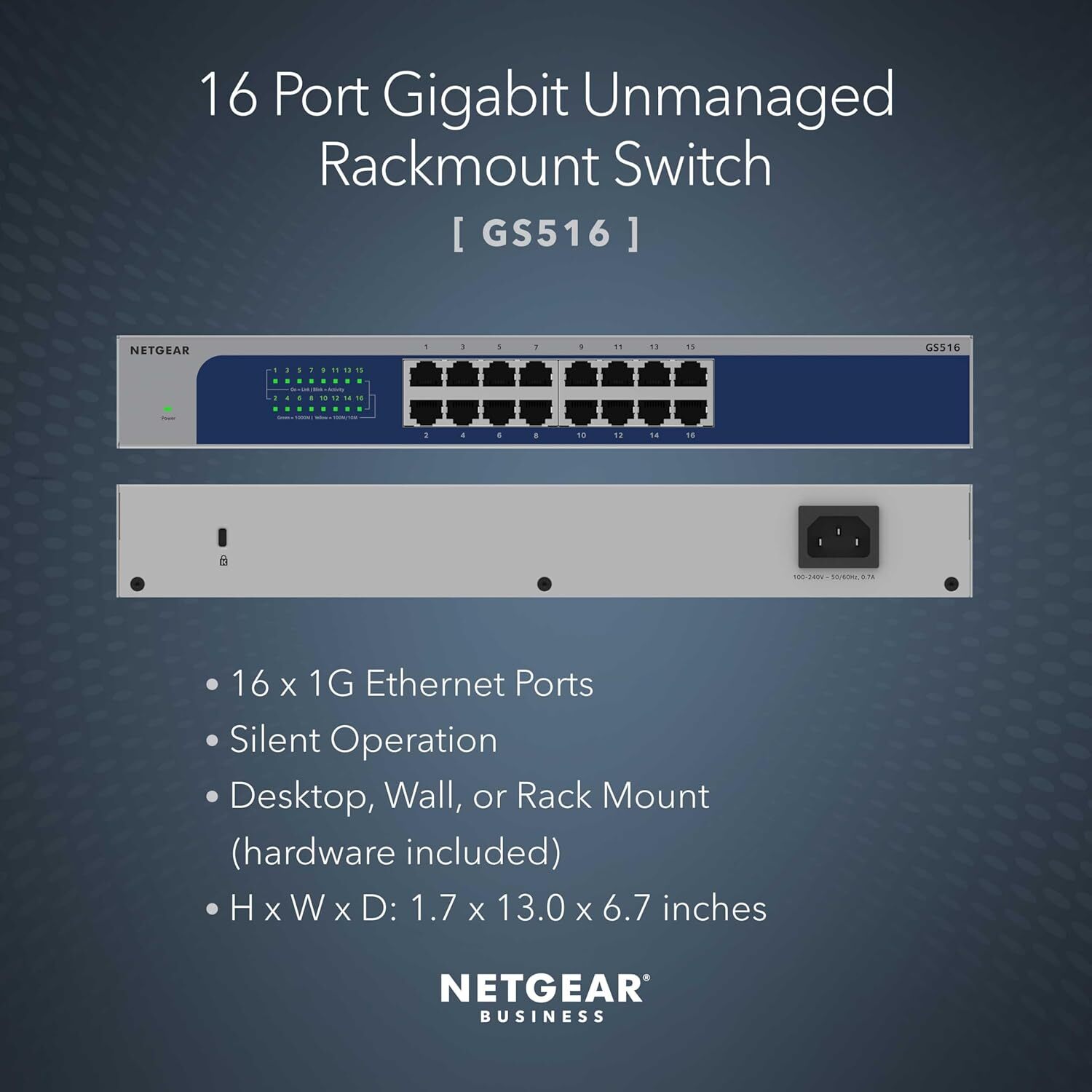 NETGEAR (GS516) 16埠千兆以太網非網管交換機