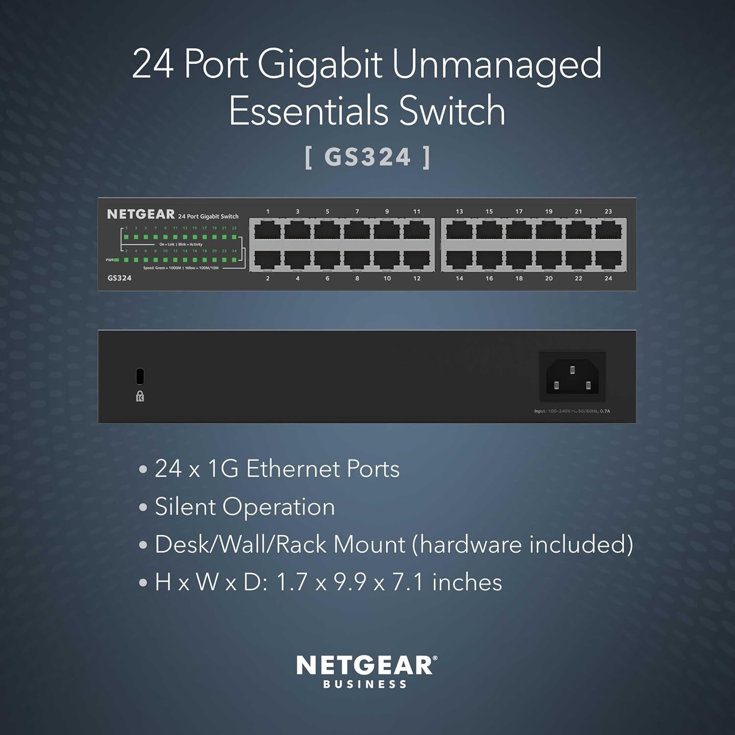 NETGEAR (GS324) 24埠千兆非網管交換機 | 24-Port | Gigabit Ethernet