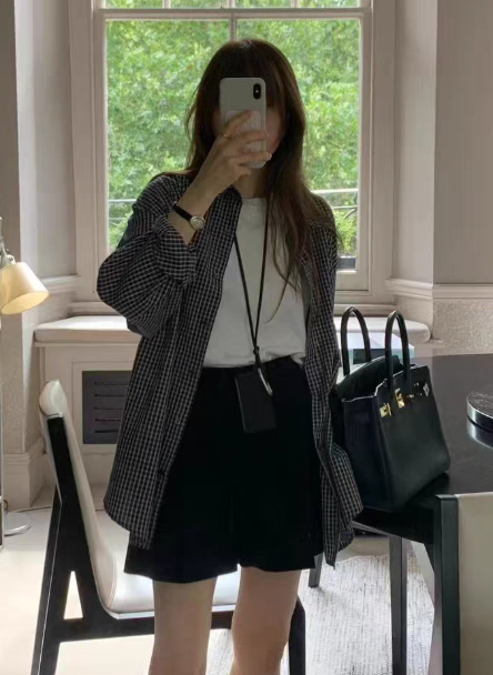 ᴷᴼᴿᴱᴬ 🇰🇷Ounce 文青休閒寬鬆清爽小格紋襯衫(兩色)